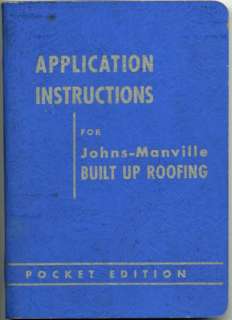 Johns Manville Built up Roofing Handbook Asbestos 1953  