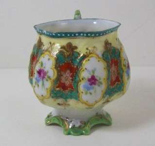 Antique Vtg Demitasse Tea Cup Hand Painted Floral Decoration Gold Trim 