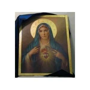  Immaculate Heart Wood Plaque 13 x 16.5 Patio, Lawn 