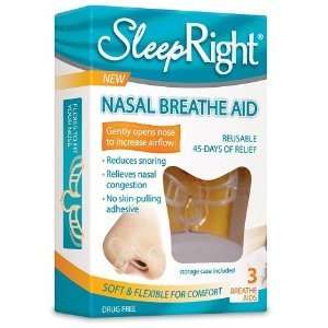 SleepRight Nasal Breathe Aid Breathing Reusable Reduce Snoring 3 Count 