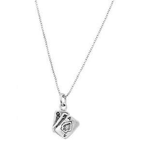  Sterling Silver One Sided Ace of Spades Cards Necklace 