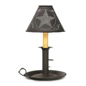   Chamberstick Lamp with Tin Western Star Shade