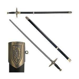 32.5 Inch German Sword with Eagle Handle & Leather Scabbard  