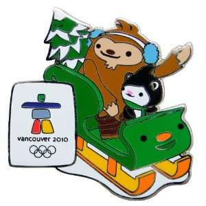 2010 Winter Olympics Mascots on Sled Collectible Pin  