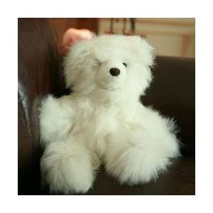  Collectible Alpaca Fur Teddy Bear   White: Toys & Games