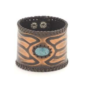  Black turquoise tattoo cuff leather wristband bracelet by 