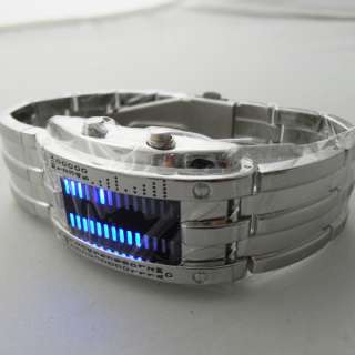 Unique Stainless BLUE LED Mens Sports Military Watch  