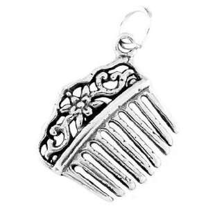   : Sterling Silver One Sided Victorian Style Hair Comb Charm: Jewelry
