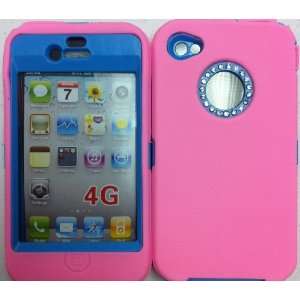  Body Armor for iphone 4 Defender Style with Bling (Pink 