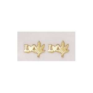  14k Yellow Gold Leaf Earrings Jewelry