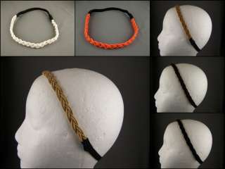 wide braided thin skinny headband stretch elastic  