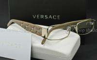 Authentic VERSACE Eyeglasses Frame VE 1153 B c.1221 Gold Quilted Taupe 
