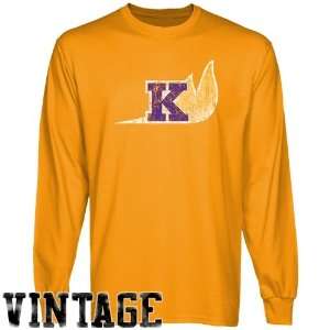 Knox College Prairie Fire Gold Distressed Logo Vintage Long Sleeve T 