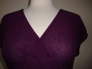 Eileen Fisher Dark Purple V Neck Cotton Sweater Vest Petite Small 