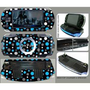  PSP Colorful Dots Skin & Desktop Charger / Loud Speaker 
