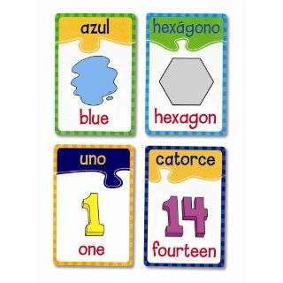   English / Spanish Puzzle Cards Numbers Colors and Shapes, Set Of 20