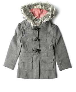 Grey (Grey) Furry Trim Duffle Coat  219850004  New Look