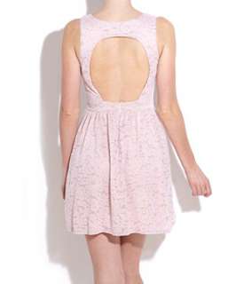 Pink (Pink) Lace Cut Out Back Skater Dress  246060270  New Look