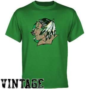 Dakota Fighting Sioux Green Distressed Logo Vintage T shirt:  