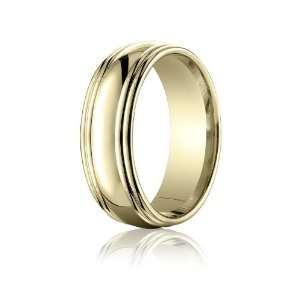 14K Yellow Gold, 7.5mm Comfort Fit Polished Double Round Edge Band (sz 