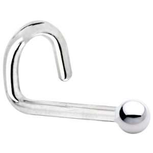   14KT White Gold 1.5mm Ball Left Nostril Screw Ring   20 Gauge Jewelry