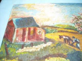 Oil Painting signed Dixon 1958 21x18 Farm Scene  