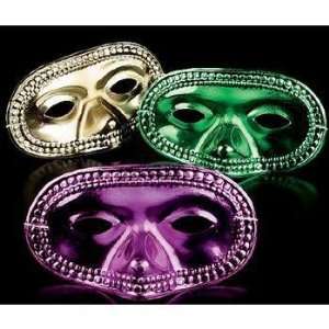  Plastic Metallic Mardi Gras Half Masks Case Pack 96 