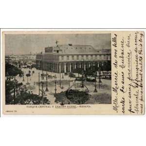 Reprint Parque Central y Teatro Albisu, La Habana: Central Park and 