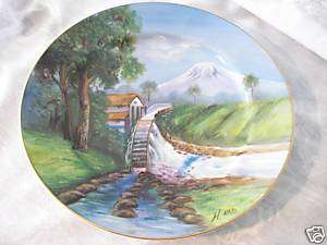 LILY CHINA JAPAN HAND PAINTED MOUNTAIN SCENE PLATE  