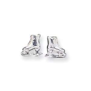  Sterling Silver Ice Skate Mini Earrings Jewelry