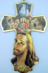   OF Christ Jesus Catholic Wood Crucifix Wall Cross Gold Trim 6  