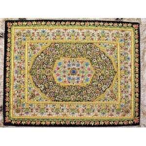   Kashmir Zardozi Handmade Jewel Carpet Rug Wall Hanging