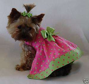 New Pink/ Green Polka Dot Dog dress clothes small  