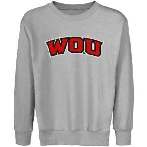 Western Oregon Wolves Youth Arch Applique Crew Neck Fleece Sweatshirt 
