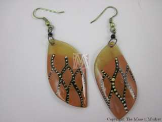 African Ethnic Jewelry Handmade Cow Horn Earrings #362 8  