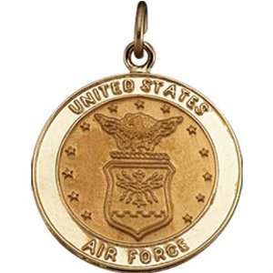  14kt Yellow Gold US Air Force Insignia Medal Pendant 