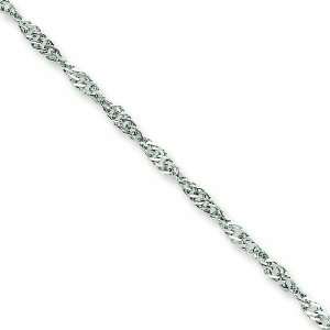   14k White Gold Twisted Diamond Cut Singapore Chain, Size 24: Jewelry