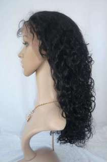 16 1# curly 100% remy human hair front lace wig HOT  