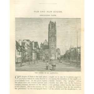  1880 Rouen France Cathedral Tower of St Lawrence 