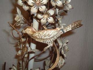   Sculpture Lamp Birds/Flowers Tole 51 Hand Made Very Unusual Vintage