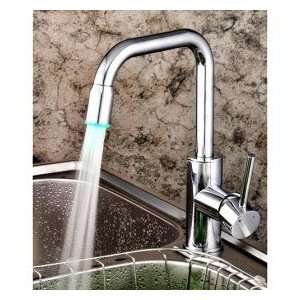  LED Centerset Contemporary Chrome Kitchen Faucet