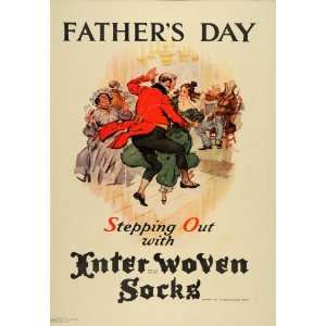  1937 Ad Interwoven Stocking Socks Fathers Day Dancing 