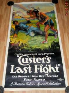 1912 CUSTERS LAST FIGHT Linen Back 3 Sheet Poster 8.5  