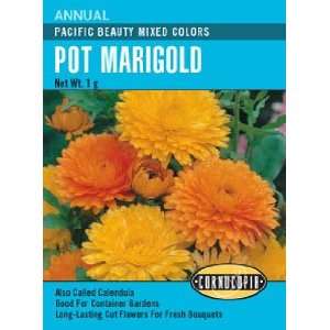  Marigold, Pot, Pacific Beauty Mixed Colors Seeds Patio 