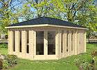 Eck Gartenhaus Blockhaus 380 x 569 cm mit Anbau in Premium Qualität