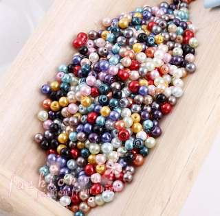 500X Multicolor Round Pearl Imitation Glass Beads 4mm 1  