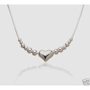   Heart w/ Graduated Beads On Snake Chain Necklace 