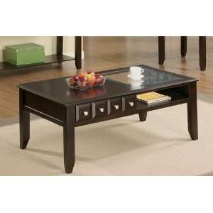 Coffee Table with Open Cubby Design in Espresso