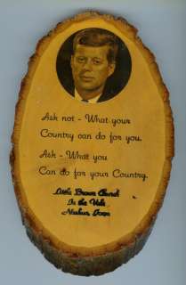 Wood Plaque John F. Kennedy Ask Not. Quote  