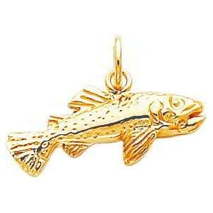  14K Yellow Gold Trout Fish Charm Jewelry